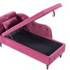 Velvet Chaise Lounge Storage Bench Upholstered Bed Bench, Gray/Beige/Blue/Orange/Green/Black/Burgundy-ModernLuxe - 4 of 4
