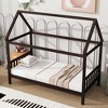 TIRAMISUBEST Twin Size House Bed with Headboard and Footboard, Rubber Wood House Daybed with Roof Design and Slats Support - 3 of 4