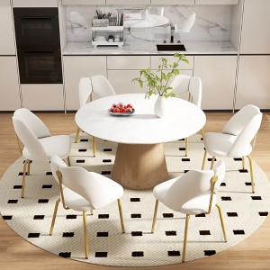 PU Leather Dining Chairs Set Of 6, Modern Kitchen Dining Room Chairs with Padded Seat Waterproof Non-Slip, Comfortable Dinner Chairs - 1 of 4