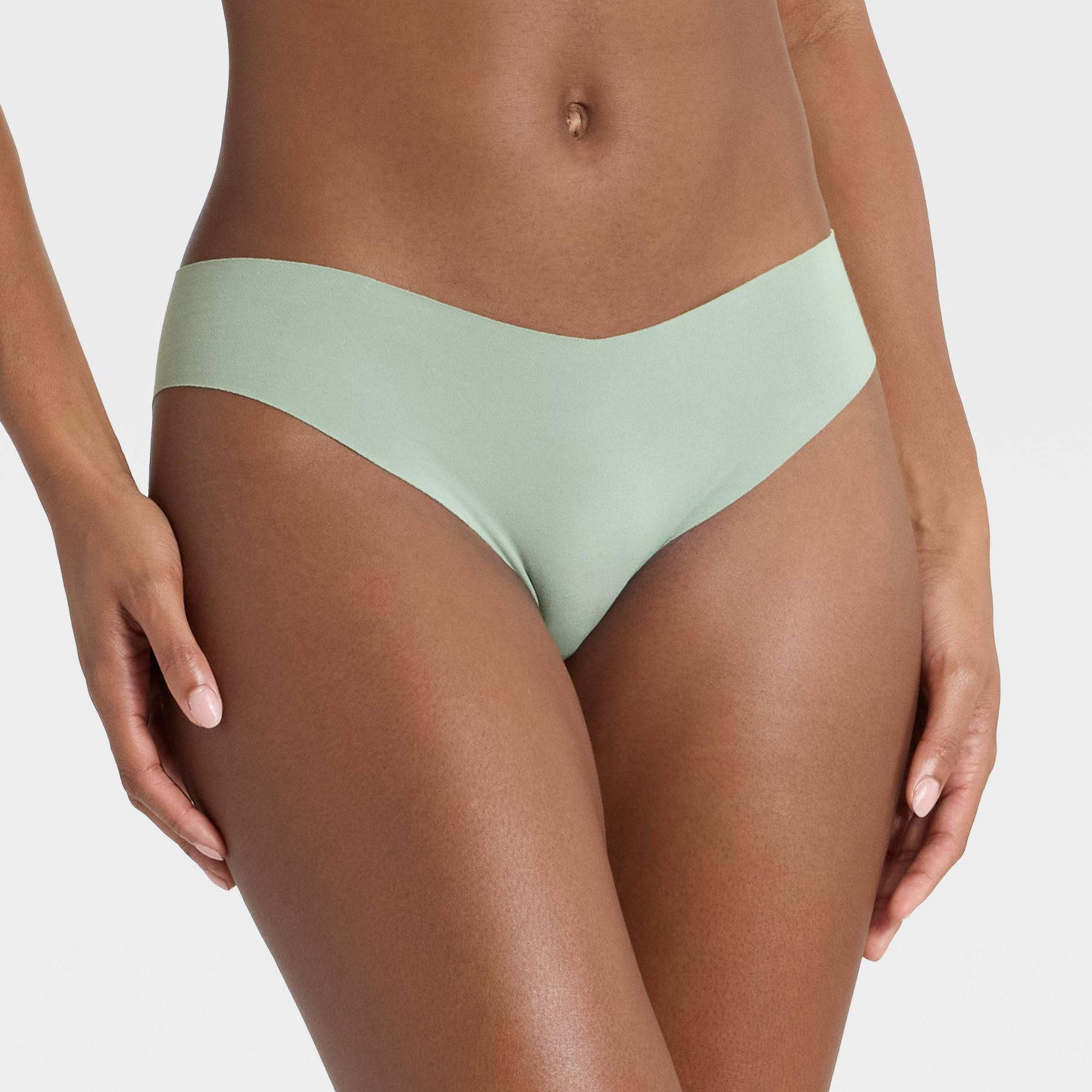 Women's Raw Cut Invisible Edge Cheeky Bikini Underwear - Auden™ Green S