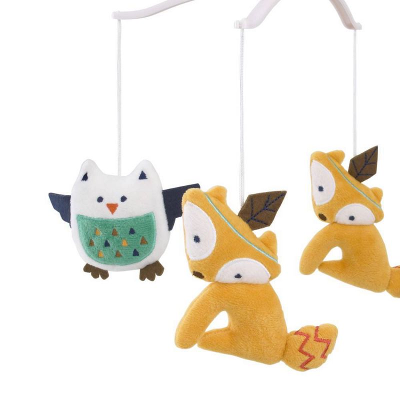 Little Love By NoJo Aztec Musical Mobile with 2 Foxes and 2 Owls - Gold and Green, 2 of 4