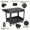 Utility Cart, Rolling Cart 2 Tier - 550 Lb Capacity Heavy Duty Plastic Service Cart with Ergonomic Handle & Lockable Wheels Black - 3 of 4