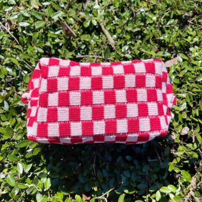 Checkerboard cosmetic bag