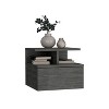 Lyngins 1 Drawer Wall Mounted Nightstand with 2-Tier Shelf,Wood End Table for Bedroom,Living Room - 4 of 4