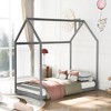 CAVINAS Twin/Full Size Wooden House-Shaped Bed Frame,Cute Floor Bed for Kids Room,Bedroom - 3 of 4