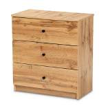 Decon Wood 3 Drawer Storage Chest Oak Brown - Baxton Studio