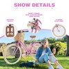 Gulches 24 inch bike for 10 plus years old girls steel frame 85 percent pre assembled adjustable saddle basket double brakes Pink - 3 of 4