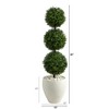 Nearly Natural 3.5-ft Boxwood Triple Ball Topiary Artificial Tree in White Planter (Indoor/Outdoor) - 2 of 4