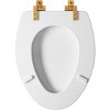 Benton Soft Close Elongated Enameled Wood Toilet Seat Never Loosens Brushed Gold Hinge White - Mayfair by Bemis - image 3 of 4