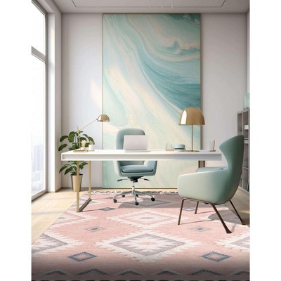 Handmade Pink Wool Geometric Flat Woven Area Rug 4x6