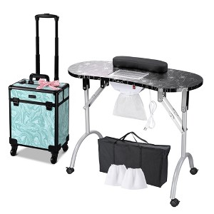 Byootique Manicure Table Nail Desk & Rolling Makeup Train Case Kit - 1 of 4