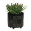Okak Ceramic Flower Pot with Drainage Holes & Wood Base Rustic Planter for Indoor/Outdoor, Gardening Gift, 2 Pack(S+M), 6 Colors - 3 of 4