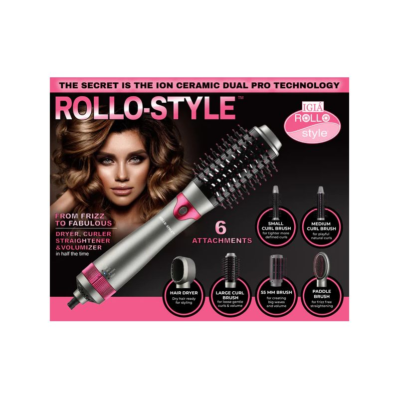 Rollo Style 6-in-1 Dual Pro-Technology Hair Styling Tool For All Kinds Of Curls And Styles, 1 of 5