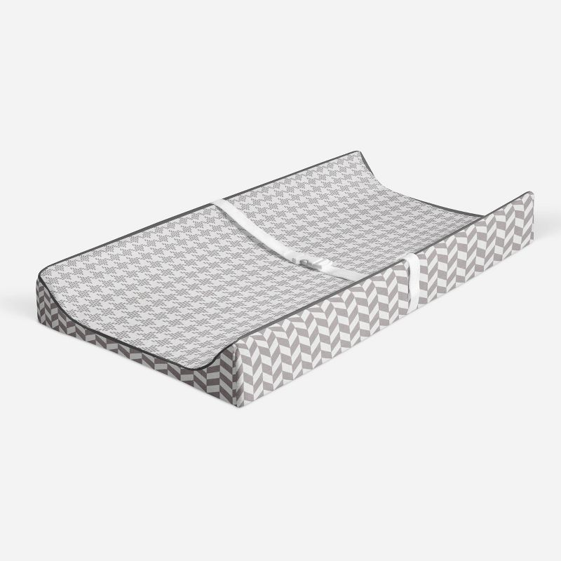 Bacati - Houndstooth Quilted Muslin Changing Pad Cover Gray, 2 of 11