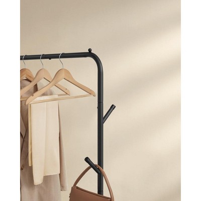 Black Heavy-Duty Steel Portable Clothes Rack with Wheels