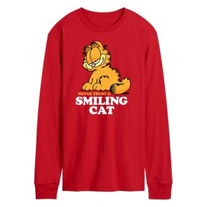 Men's - Garfield - Never Trust Smiling Cat Long Sleeve Graphic T-Shirt - 1 of 3