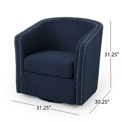 Handcrafted Blue and Black Swivel Barrel Chair