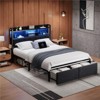 Full Size Bed Frame with Upholstered Headboard Bed Frame Full with Storage Drawers Charging Station LED Lights Metal Platform No Box Spring Needed - 2 of 4