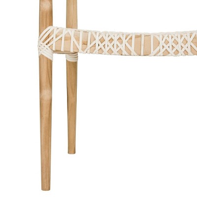 Transitional Light Oak Leather-Woven 25" Arm Chair