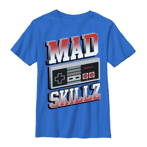 Boy's Nintendo Mad Skillz Nes Controller T-shirt - Royal - Small : Target
