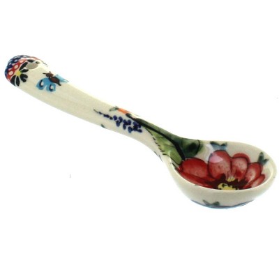 Blue Rose Polish Pottery Floral Butterfly Teaspoon