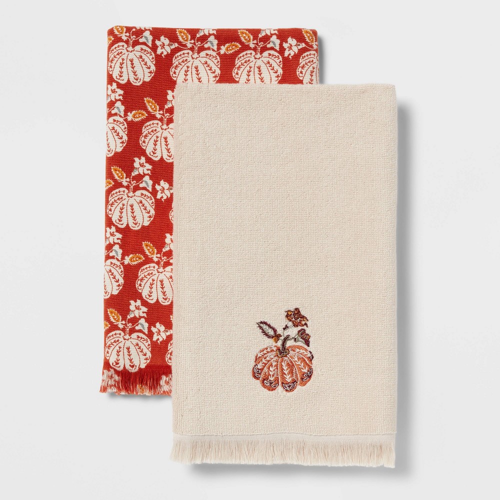 2pk Harvest Pumpkin Hand Towel - Threshold™