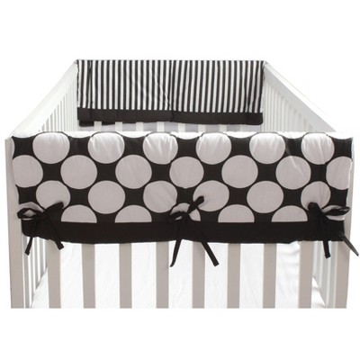 Bacati - Dots/Stripe Crib Rail Guard Covers set of 2 White/Black
