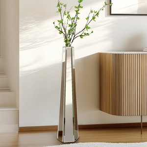Mirror Floor Vase Silver Large Sophisticated Vessel for Branches Dried Flowers - 1 of 4