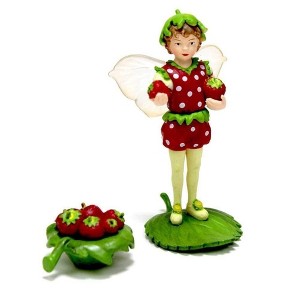 Flower Fairies Secret Garden Strawberry Fairy w/ Basket of Berries, 7" - 1 of 3