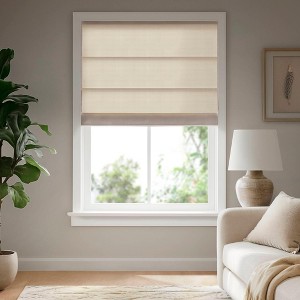 ChicFurnit 1PC Cordless Roman Blind Galen Matte Fabric Weighted Hem Energy Efficient for Room Darkening and Privacy, White / Ivory - 1 of 4