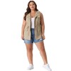 Agnes Orinda Women's Plus Size Utility Sleeveless Anorak Cargo Drawstring Fashion Vests - 3 of 4