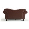 Luxurious Chesterfield Faux Leather Loveseat Tufted Upholstered Couch with Pillows Wooden Leg - Morden Fort - 3 of 4