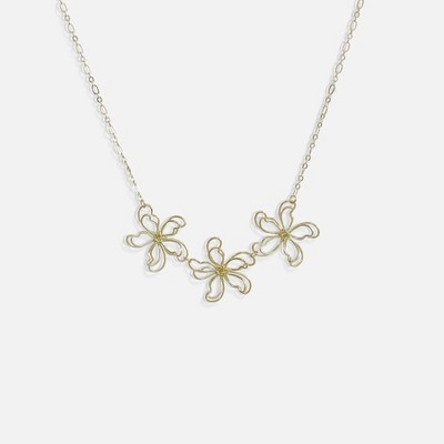 Sanctuary Project 3D Modern Art Wire Flower Necklace Gold