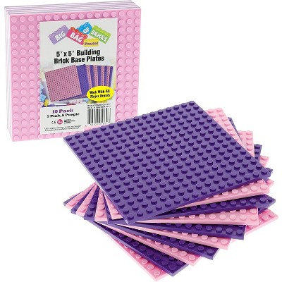 Big Bag of Bricks Pink & Purple Building Plates 5"x5", 10 Pack