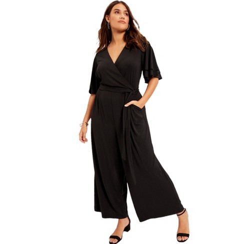 Plus size black wide leg sale jumpsuit