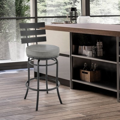 PAGED Swivel Bar Stools Faux Leather Counter Stools with Footrest, Island Chairs for Home Pub