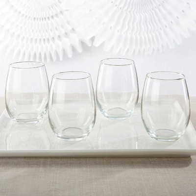 Clear 9 oz Stemless Wine Glass Set of 12