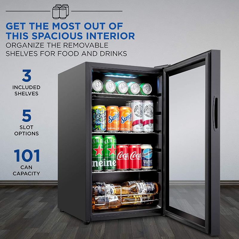 Ivation 101 Can Mini Fridge, Small Adjustable Beverage Refrigerator, 3 of 7
