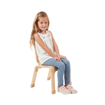 Natural Birch Plywood Stackable Kids Chair, 12in Seat Height, 2-Pack