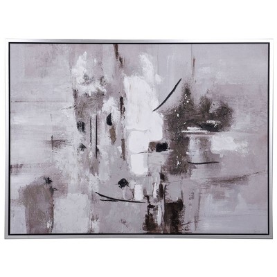 Soul Sense Contemporary Hand Painted Framed Canvas White - StyleCraft: Modern Abstract Art, Silver Frame, 36x48"