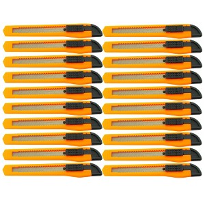 MotoProducts Bulk 5" Box Cutters Neon Orange with Snap-Off Blades and Safety Locks - 1 of 3
