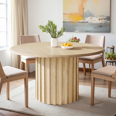Lirago 47.24-Inch Wood Round Dining Table with Wooden Tabletop and Cylindrical Base