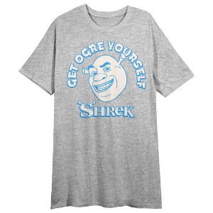 Shrek Get Ogre Yourself Women's Heather Gray Short Sleeve Sleep Shirt - 1 of 2