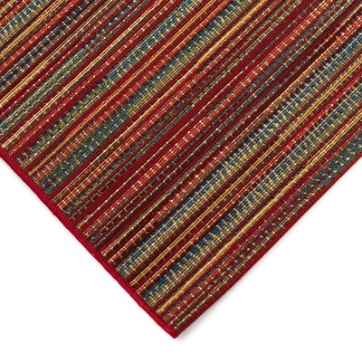 Saffron Stripe Synthetic Flat Woven Indoor/Outdoor Rug