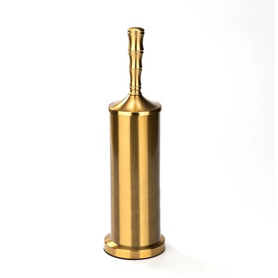 Home Mart Goods Stainless Steel Gold Toilet Brush Set with Holder - 16" Tall