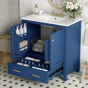TIRAMISUBEST 30" Bathroom Vanity with Single Ceramic Sink, Freestanding Bathroom Storage Cabinet with 2 Soft Close Doors and a Drawer - 1 of 4