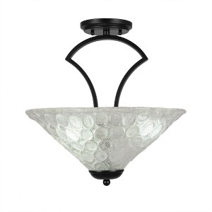 Toltec Lighting Zilo 3 - Light Flush Mount in  Matte Black with 16" Italian Bubble Shade - 1 of 1