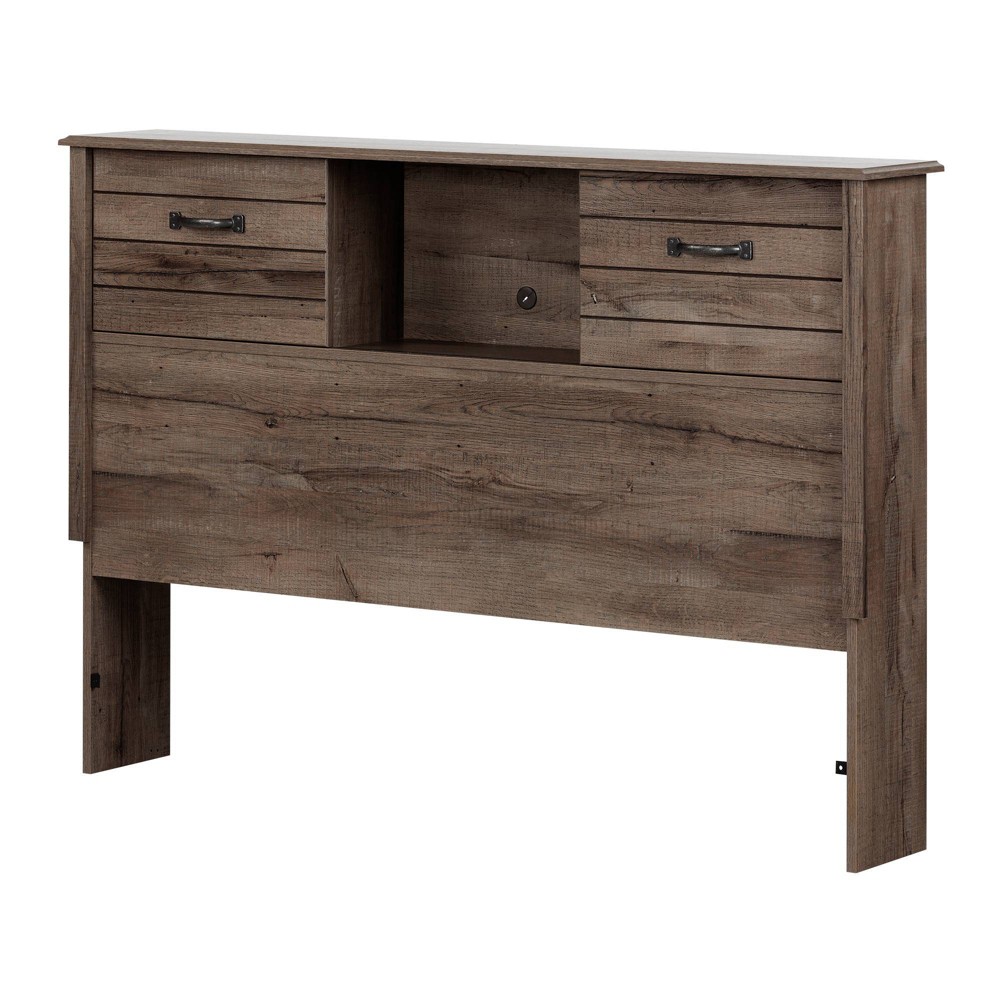 Full Ulysses Kids' Bookcase Headboard with Doors Fall Oak - South Shore: Full Size, Modern, Wood, Brown
