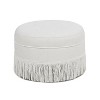 Christopher Knight Home Truman Modern 24" Button-Tufted Round Polyester Upholstered Ottoman with Tassel Rope - 2 of 4