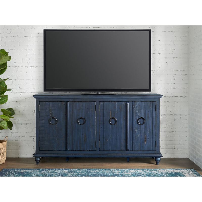 Martin Svensson Home Garden District Rustic Blue Solid Wood 65" TV Stand, 5 of 11